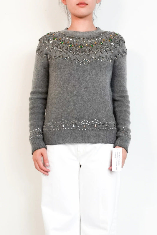 embellished aplaca knit jumper