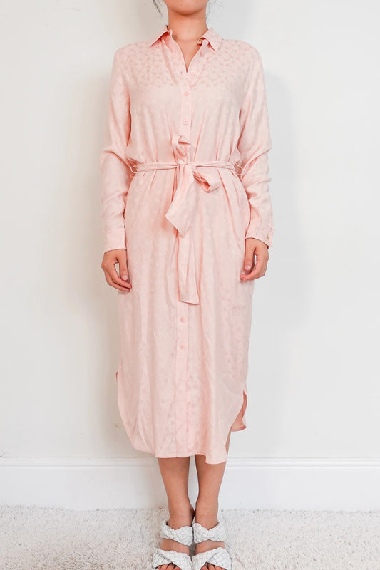 jacquard logo pink shirt dress