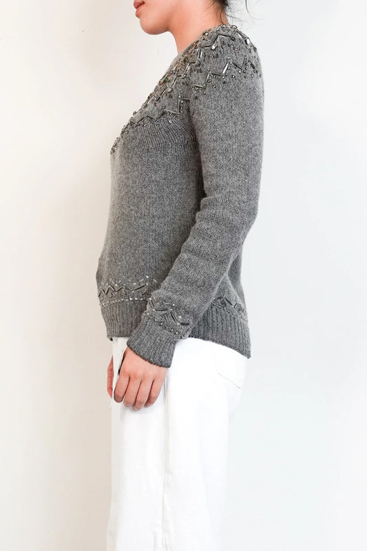 embellished aplaca knit jumper