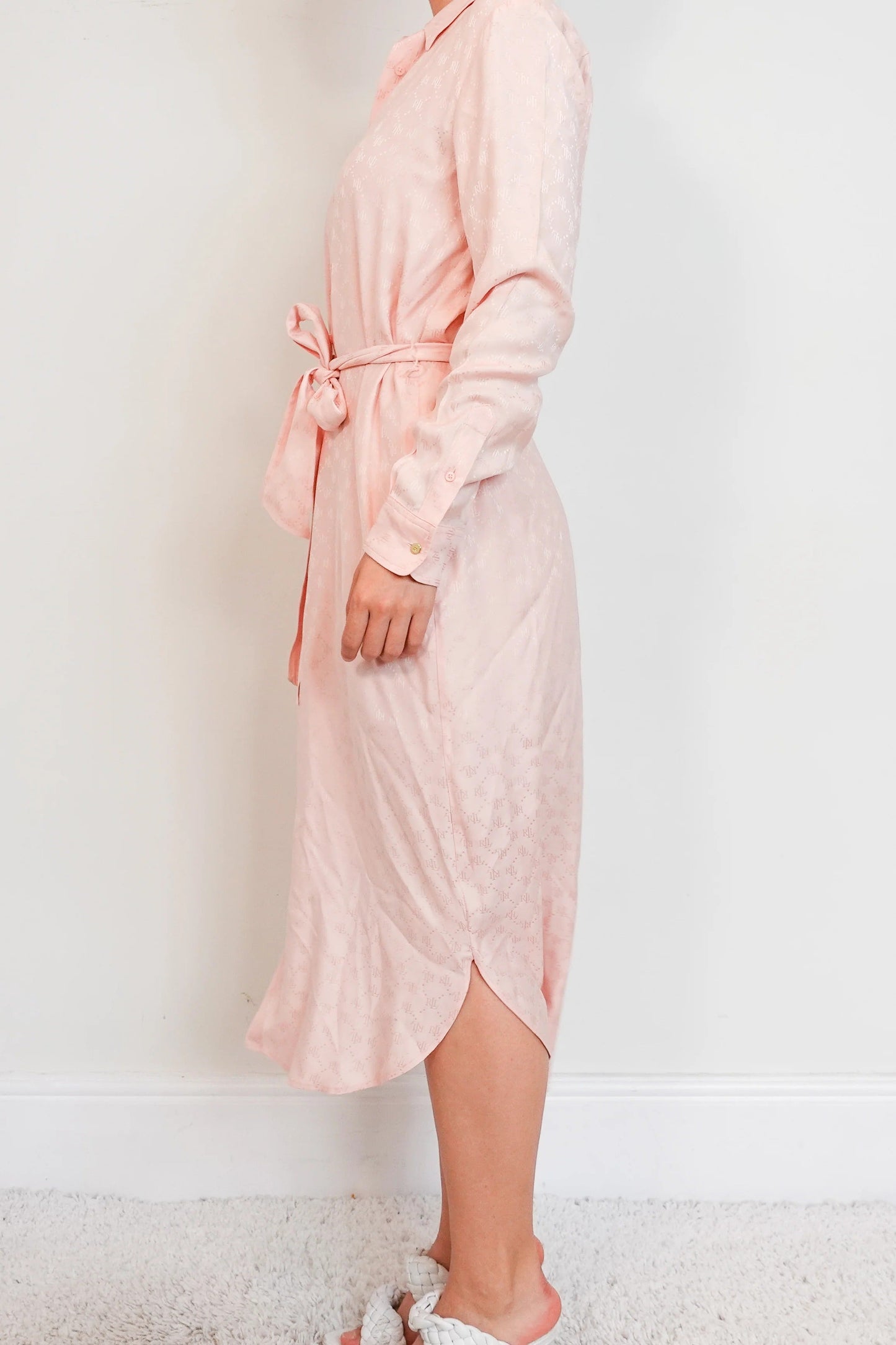 jacquard logo pink shirt dress