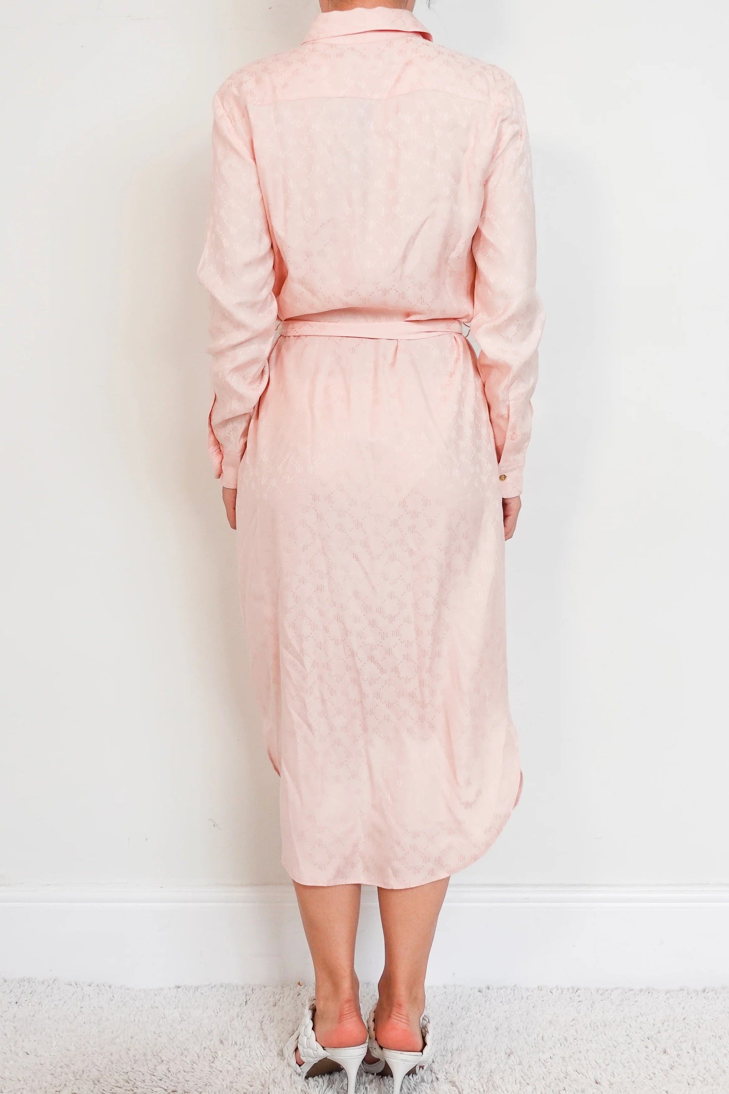 jacquard logo pink shirt dress